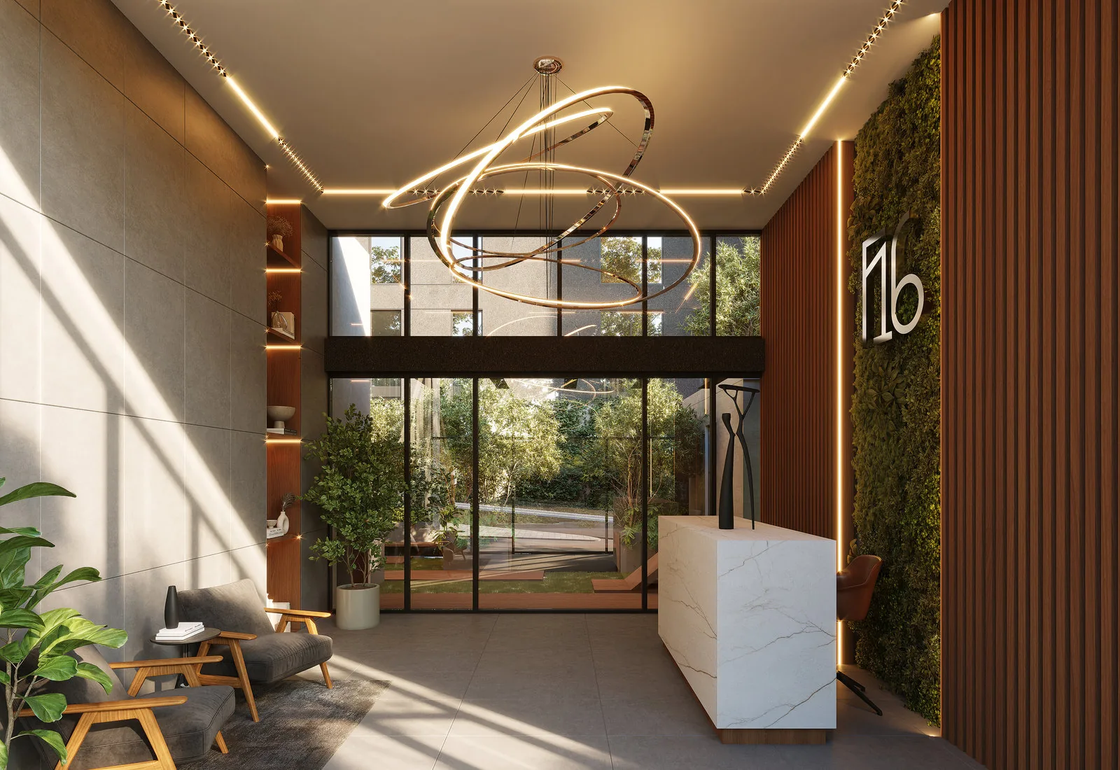 Lobby de F16 Apartamentos en Zona 16